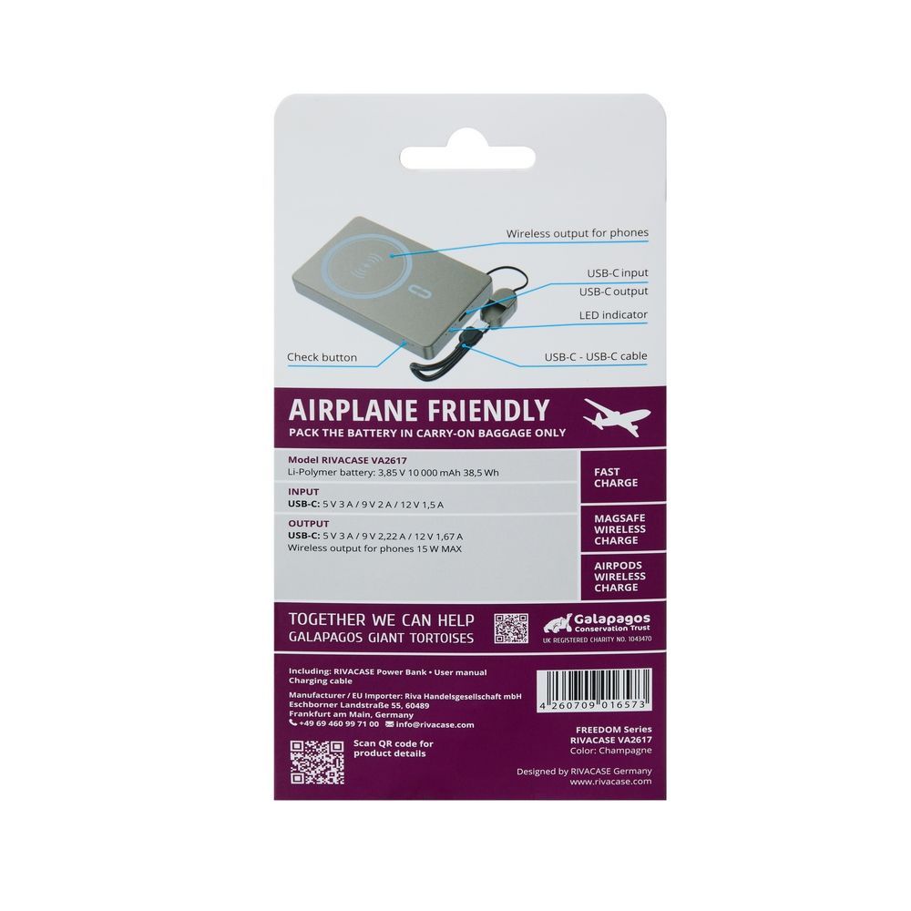 RivaCase Rivapower VA2617 10000mAh PowerBank Grey