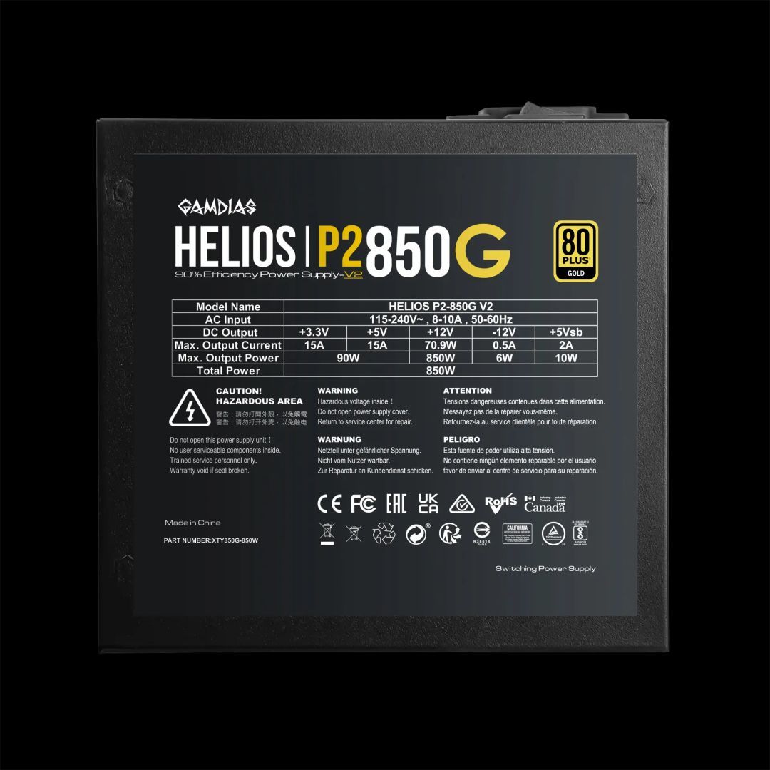 Gamdias 850W 80+ Gold HELIOS P2-850G V2