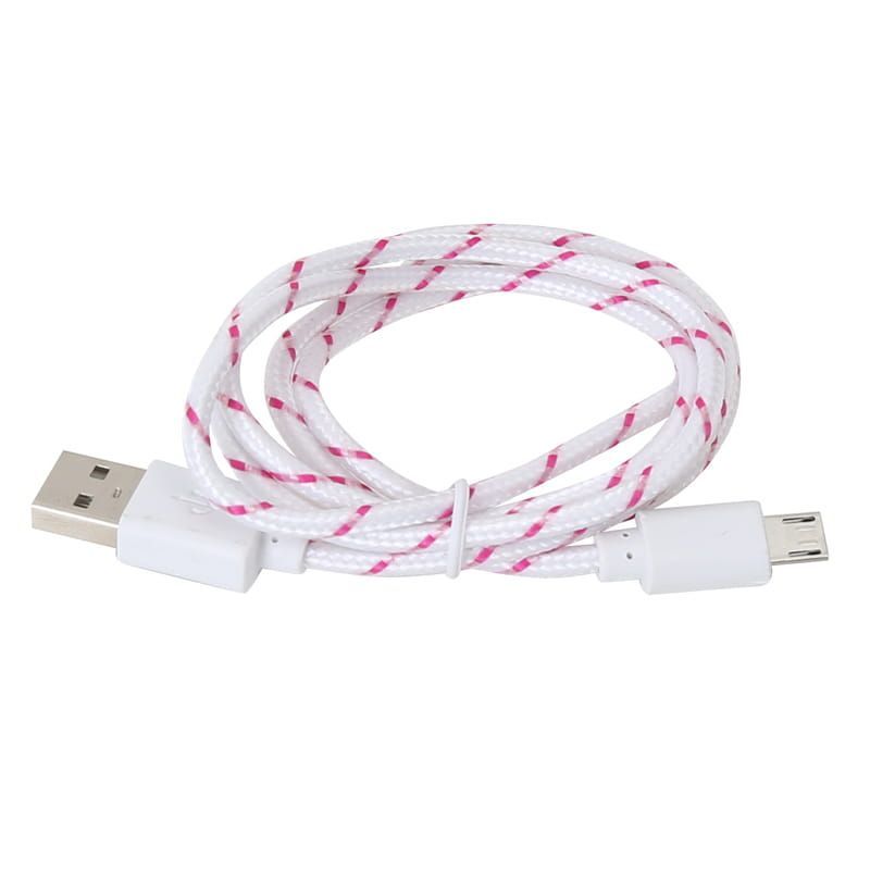 Platinet Omega Fabric Braided microUSB to USB Cable 1m White
