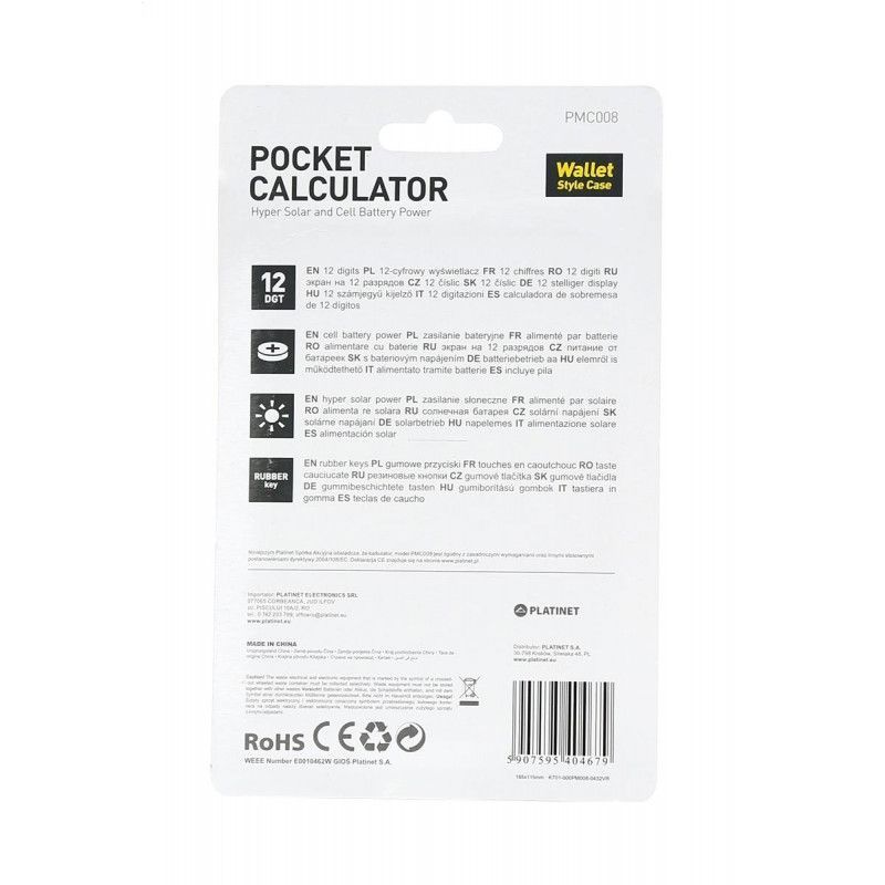 Platinet PM008 Zsebszámológép Black