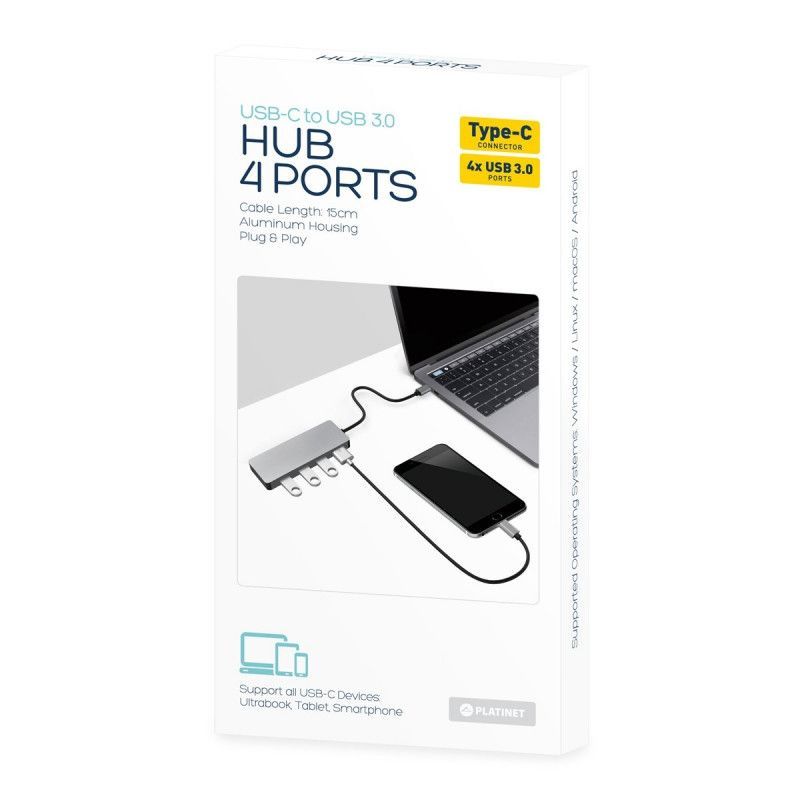 Platinet Omega 4-port USB 3.0 hub Black