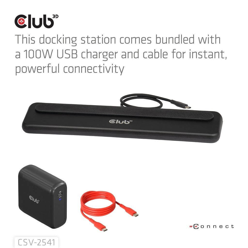 Club3D CSV-2541 12‑1 USB‑C Triple Display PD 100W Docking Station + Charger