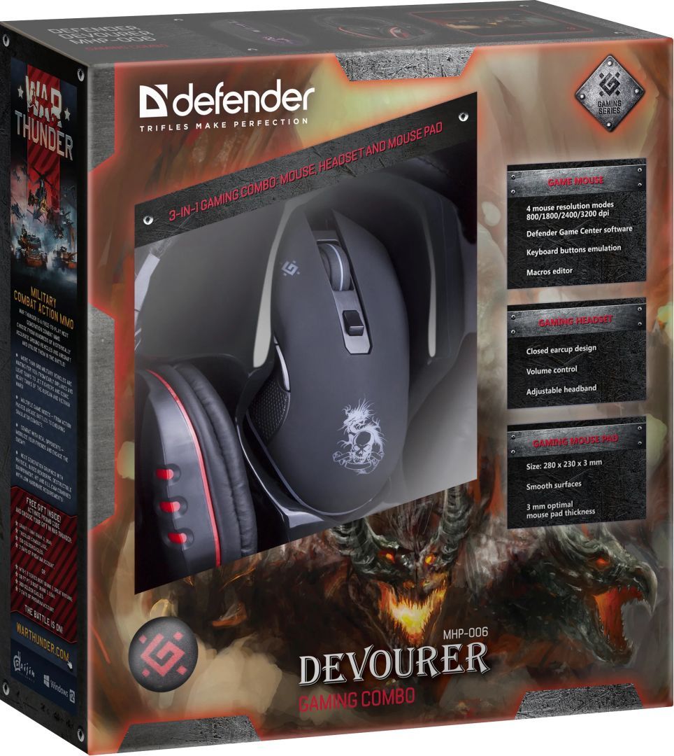 Defender Devourer MHP 006 Gaming Mouse Kit Black/Red