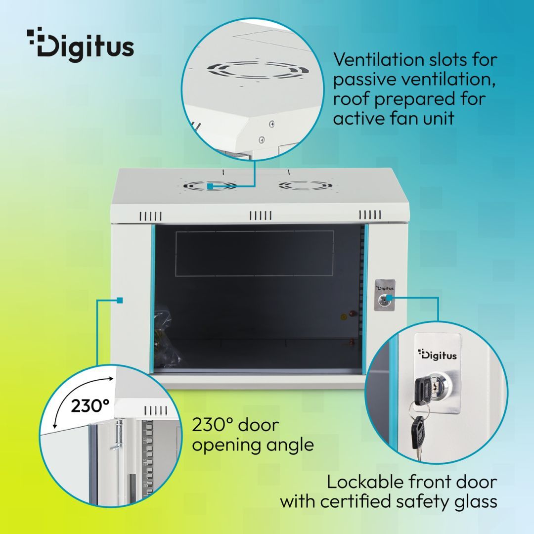 Digitus Dynamic DN-37102 19" 7U Falra szerelhető Rackszekrény Grey
