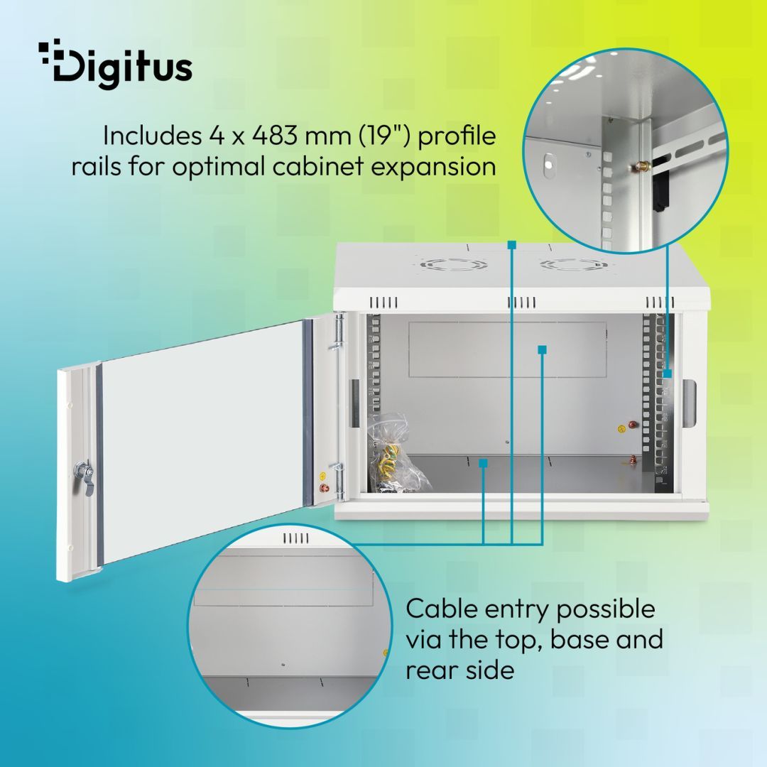 Digitus Dynamic DN-37102 19" 7U Falra szerelhető Rackszekrény Grey