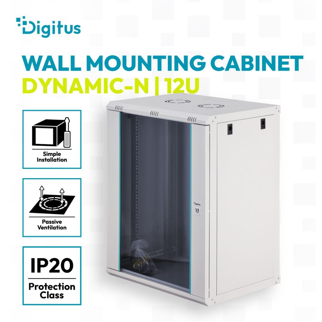 Digitus Dynamic DN-37112 19" 16U Falra szerelhető Rackszekrény Grey
