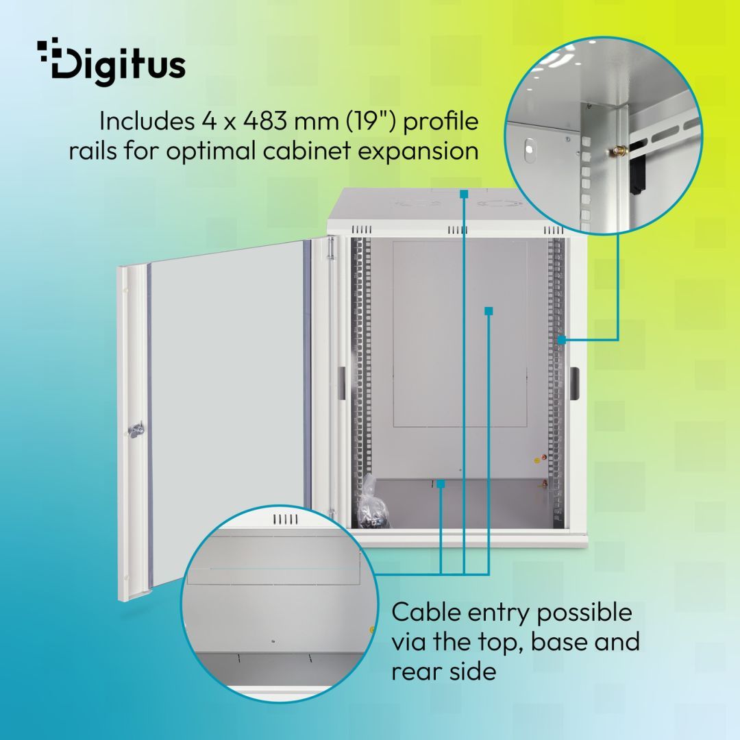 Digitus Dynamic DN-37114 19" 16U Falra szerelhető Rackszekrény Grey