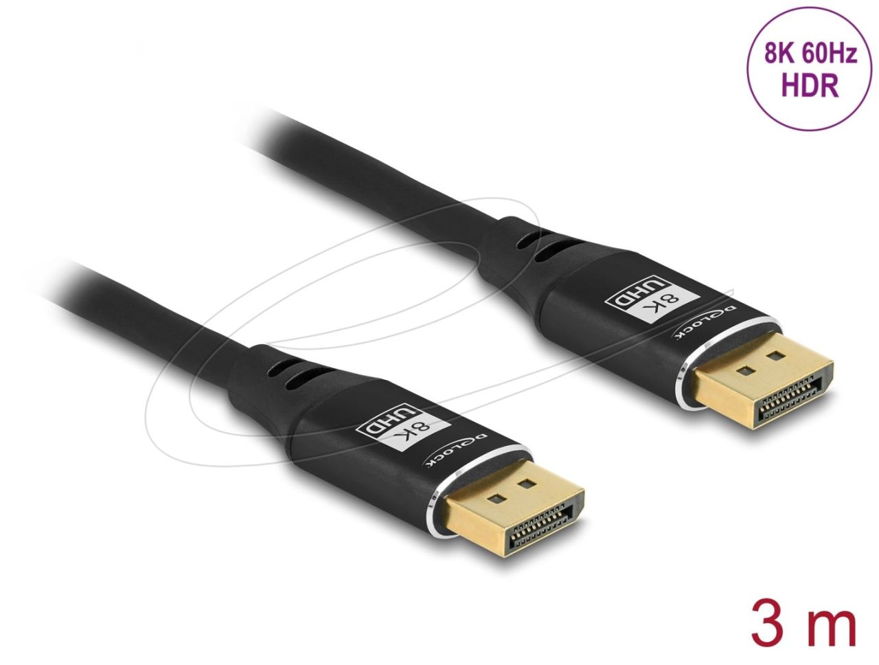 DeLock DisplayPort 8K 60Hz Cable 3m Black Metal