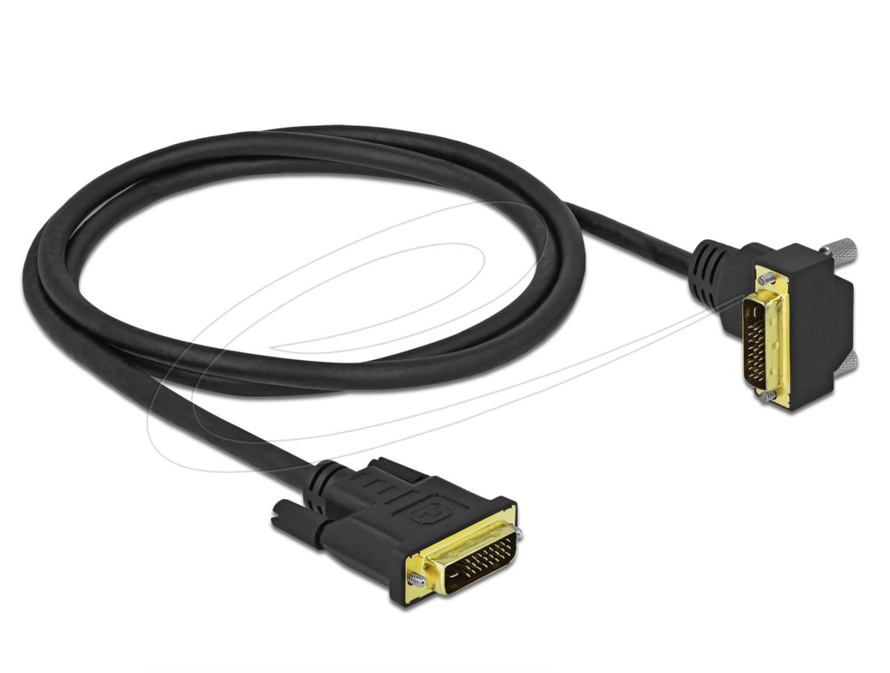 DeLock DVI Cable 24+1 male to 24+1 male angled 1m Black
