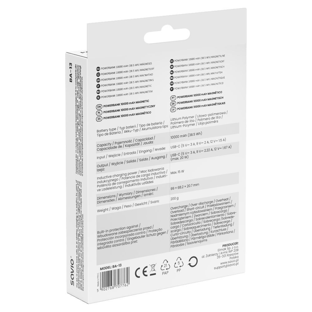 Savio BA-13 10000mAh Powerbank White