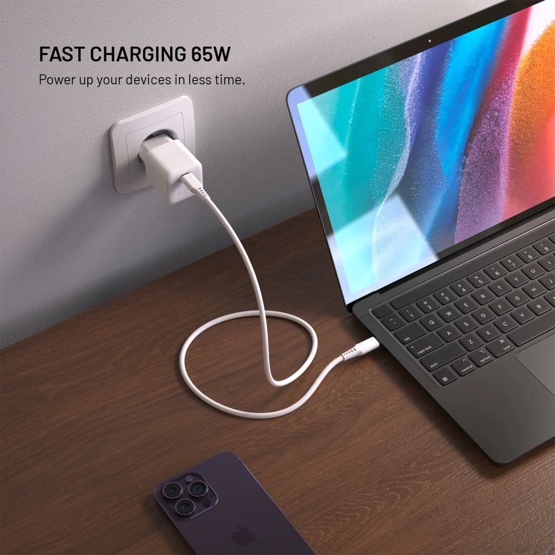 Samsung mini USB-C GaN töltő 65W, fehér