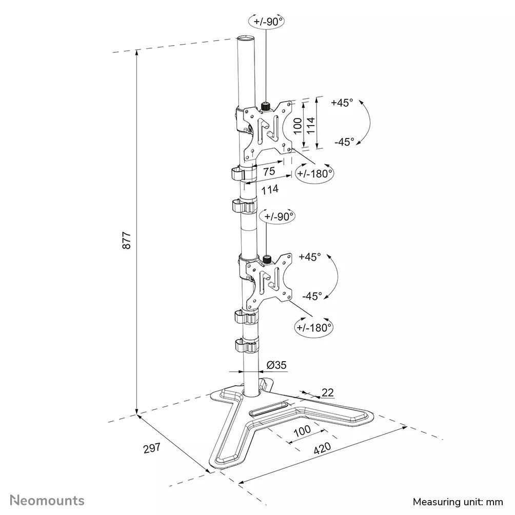 Neomounts DS45-600BL2V Dual monitor stand 10-32" Black Neomounts DS45-600BL2V Dual monitor stand 10-32" Black