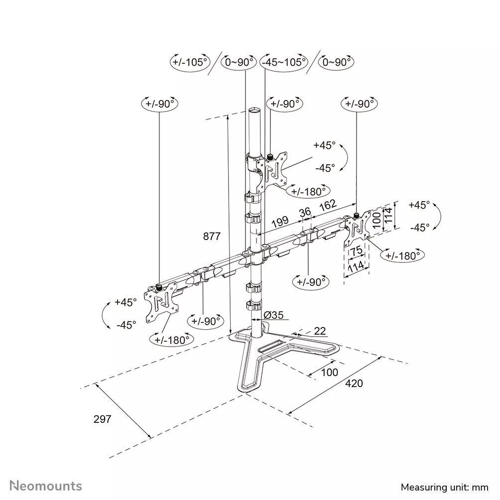 Neomounts DS45-600BL2-1 Triple monitor stand 10-32" Black Neomounts DS45-600BL2-1 Triple monitor stand 10-32" Black