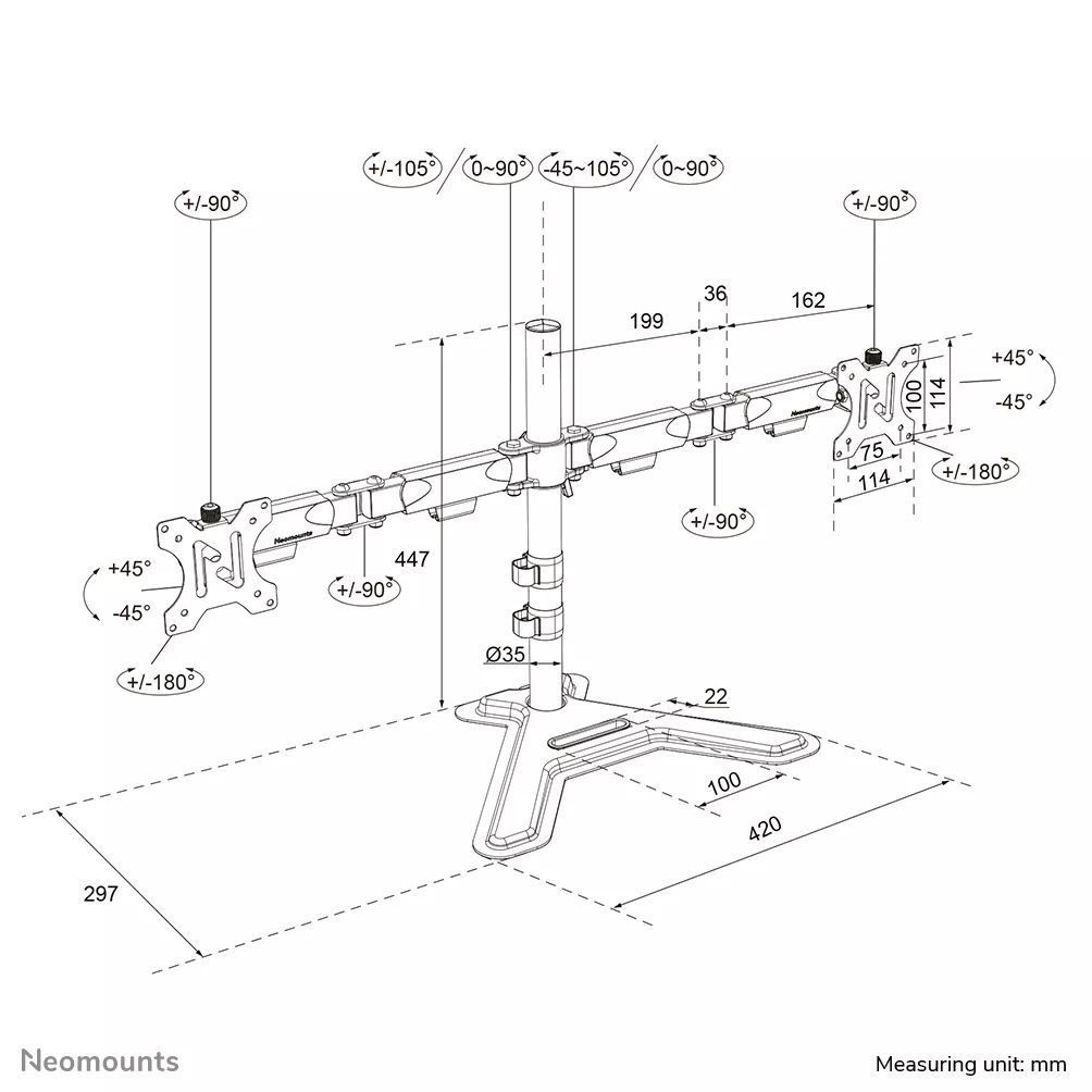Neomounts DS45-600BL2 Dual monitor stand 10-32" Black
