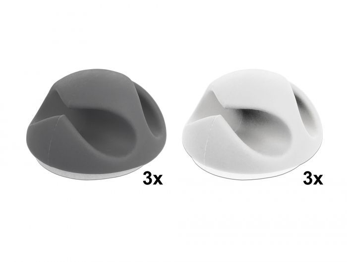 DeLock Cable Holder with 2 feed-throughs Set 6 pieces