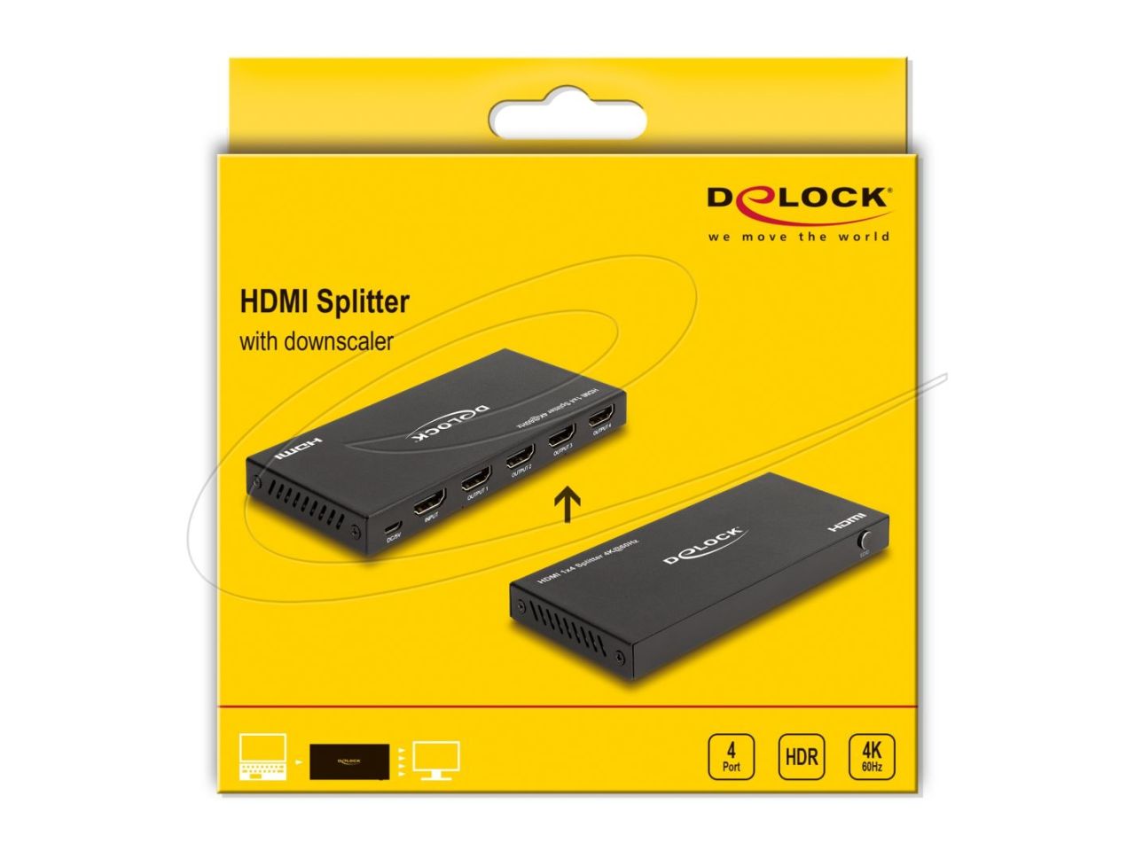 DeLock HDMI to 4xHDMI male/male adapter Black