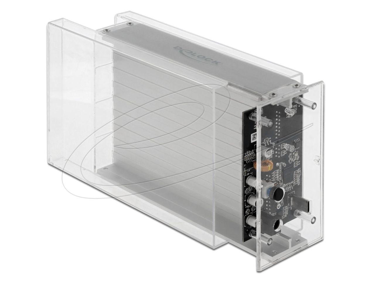 DeLock External Dual Enclosure for 2x3.5″ SATA HDD Transparent