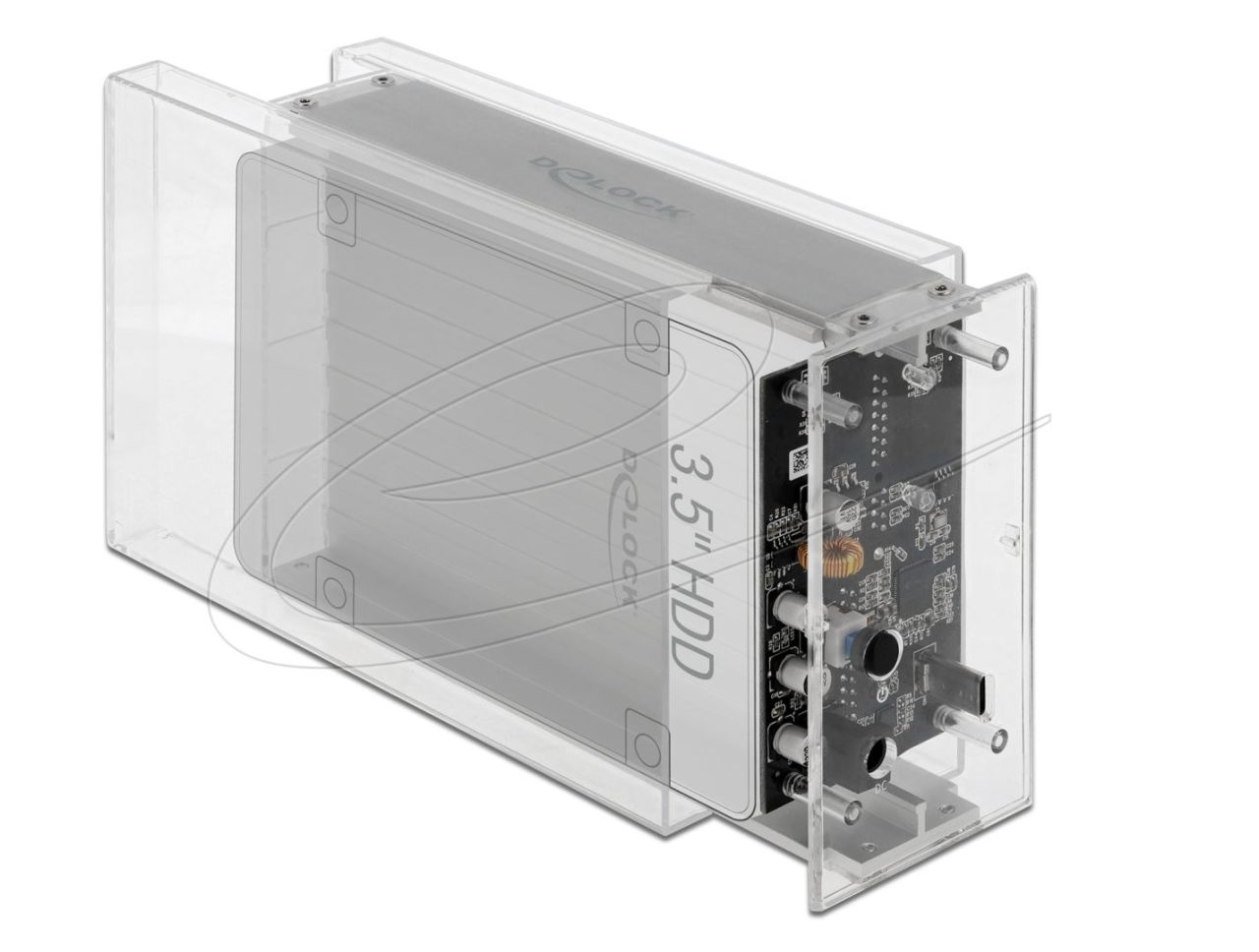DeLock External Dual Enclosure for 2x3.5″ SATA HDD Transparent