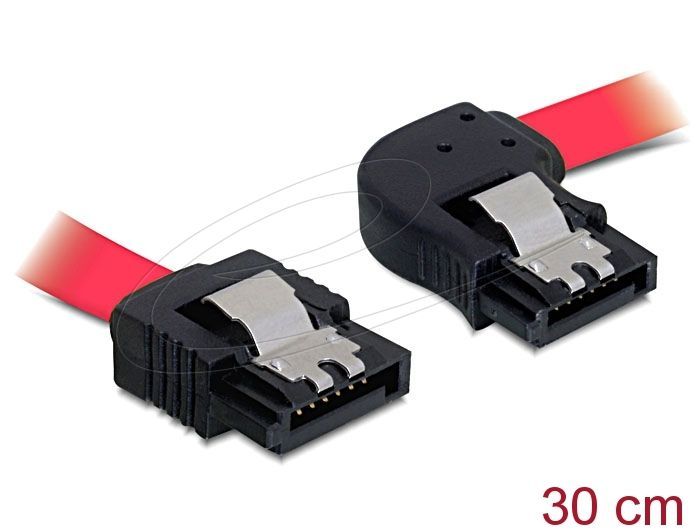 DeLock SATA 3 Gb/s Cable straight to right angled 30cm Red