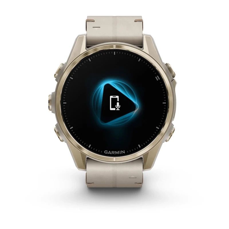 Garmin fenix 8 43mm AMOLED Sapphire, Soft Gold with Limestone Leather Band