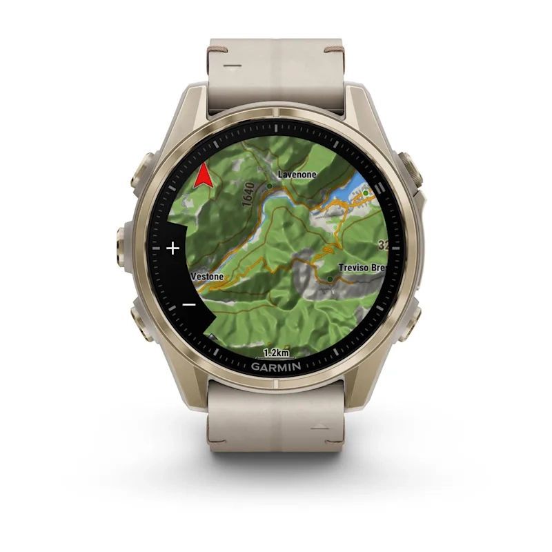 Garmin fenix 8 43mm AMOLED Sapphire, Soft Gold with Limestone Leather Band