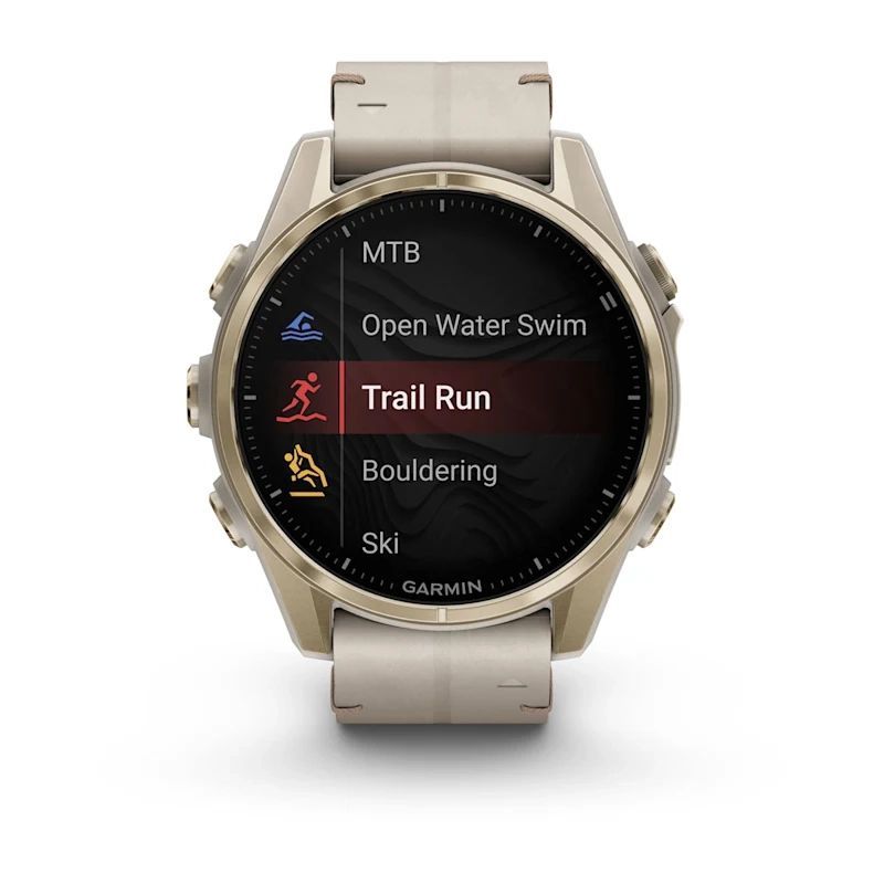 Garmin fenix 8 43mm AMOLED Sapphire, Soft Gold with Limestone Leather Band
