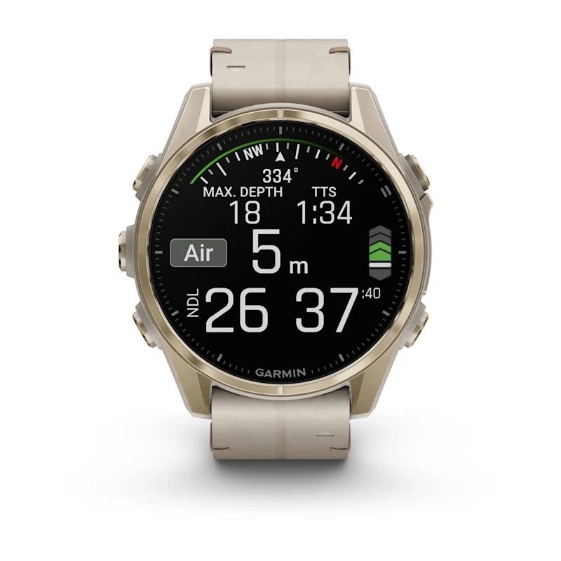 Garmin fenix 8 43mm AMOLED Sapphire, Soft Gold with Limestone Leather Band