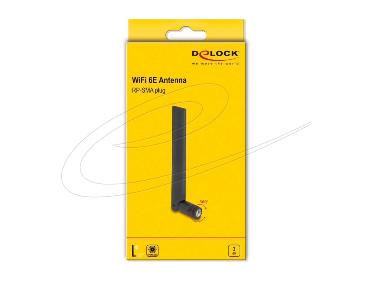 DeLock WiFi 6E Antenna RP-SMA plug 3dBi Black
