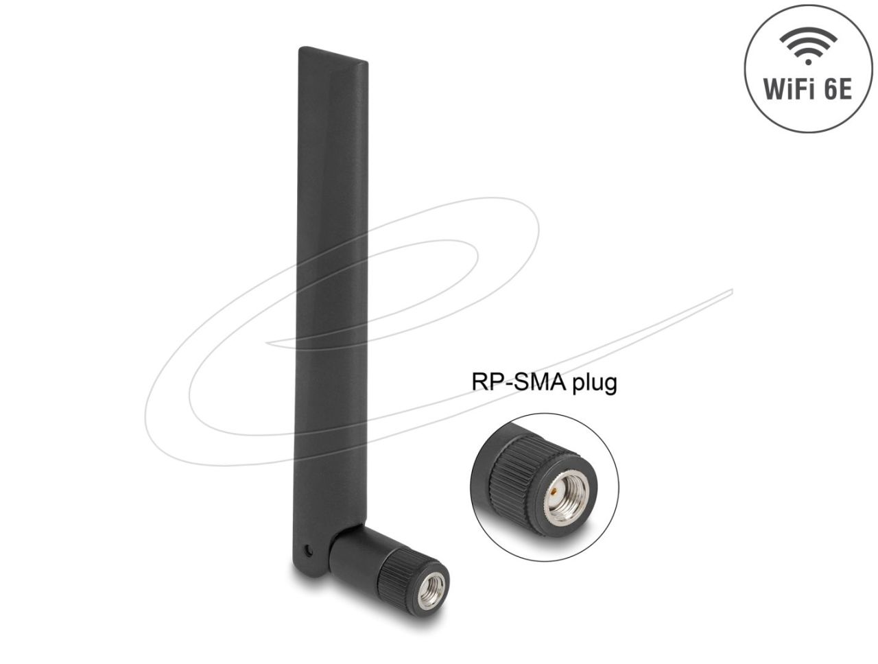 DeLock WiFi 6E Antenna RP-SMA plug 3dBi Black
