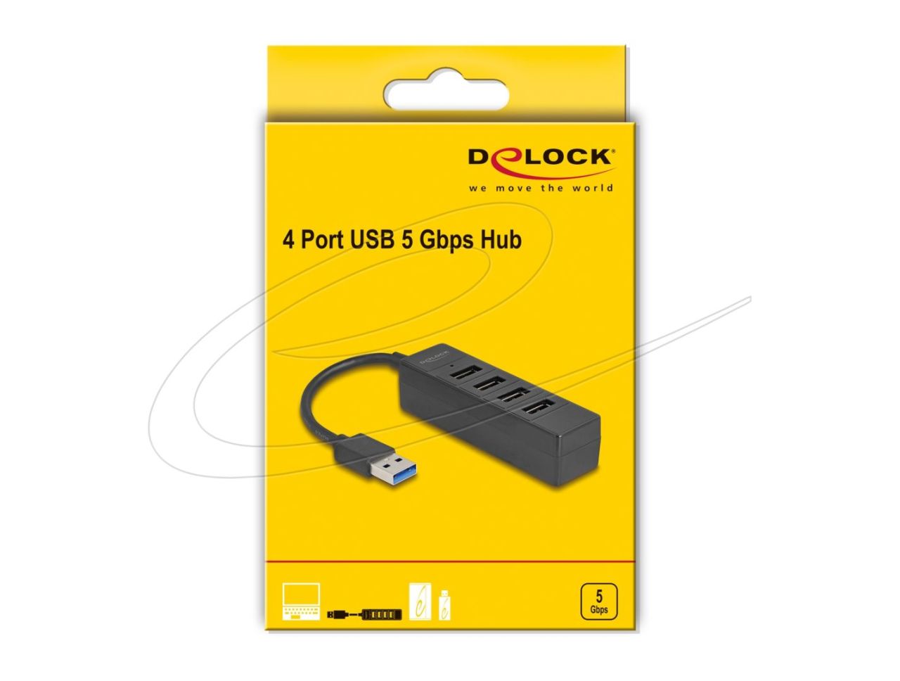 DeLock 4-portos USB3.0 HUB Black