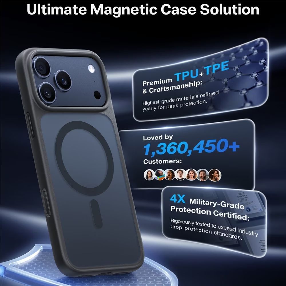 Torras Guardian Magnetic case for iPhone 17 Pro Black Torras Guardian Magnetic case for iPhone 17 Pro Black