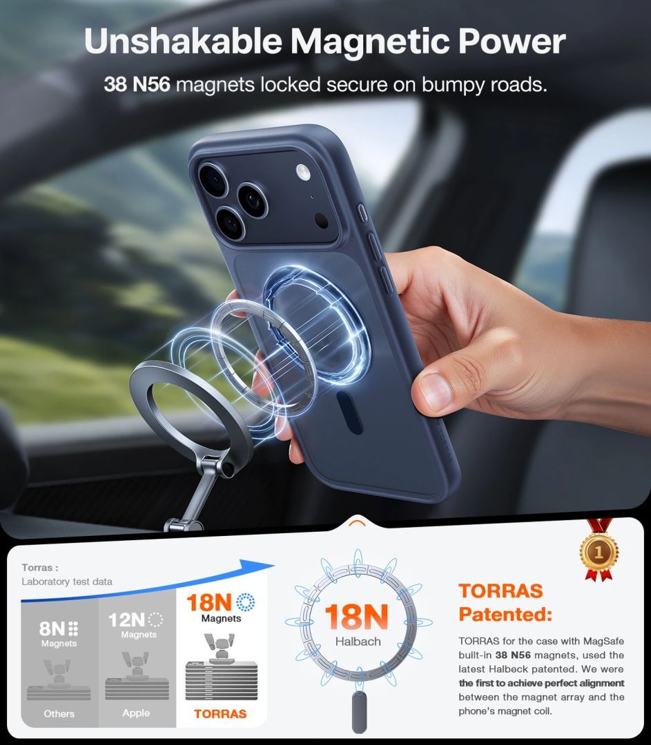 Torras Guardian Magnetic case for iPhone 17 Pro Navy Blue