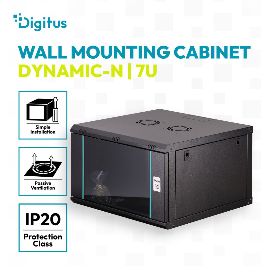 Digitus Dynamic DN-37103 19" 7U Falra szerelhető Rackszekrény Black