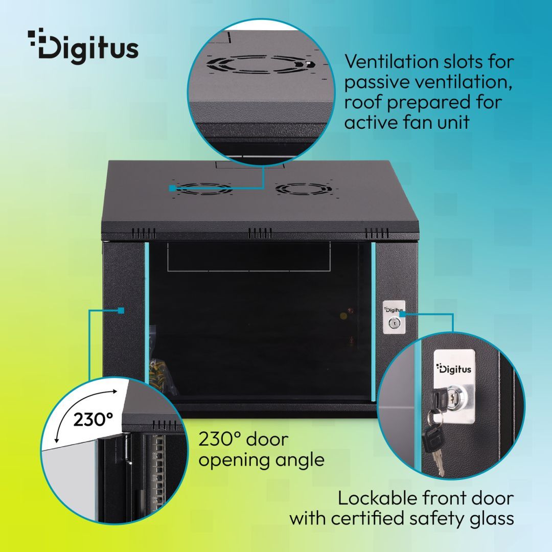 Digitus Dynamic DN-37103 19" 7U Falra szerelhető Rackszekrény Black