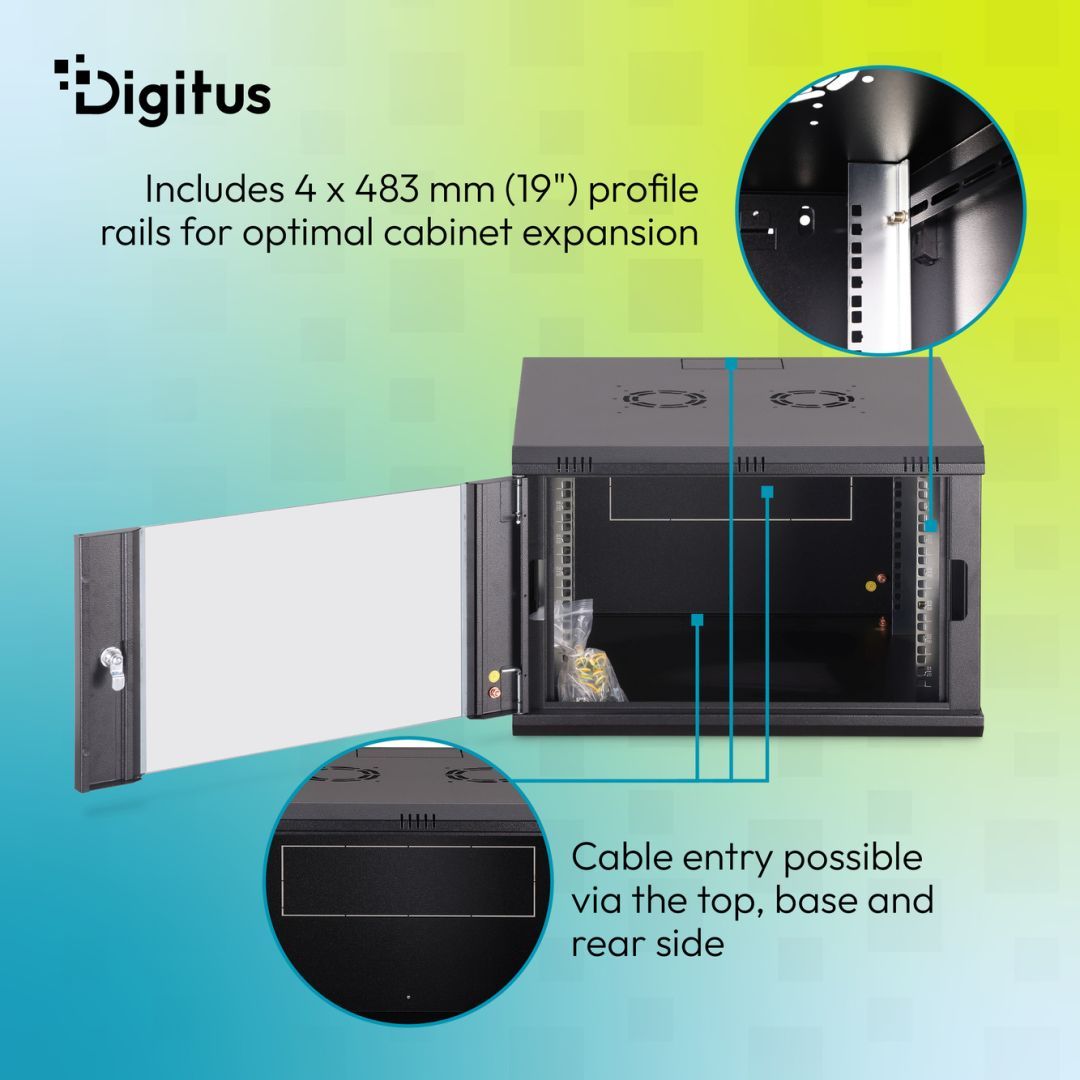 Digitus Dynamic DN-37103 19" 7U Falra szerelhető Rackszekrény Black