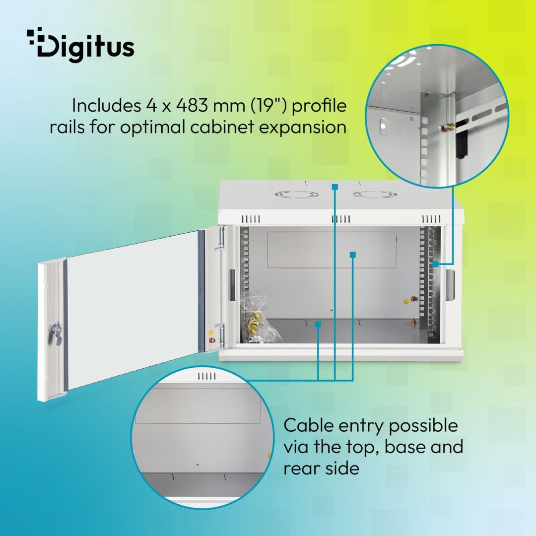 Digitus Dynamic DN-37100 19" 7U Falra szerelhető Rackszekrény Grey