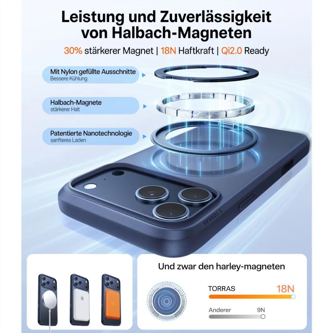 Torras Ostand Pro case for iPhone 17 Pro Max Midnight Blue