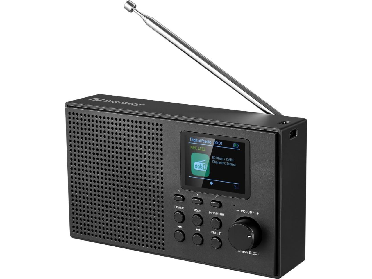 Sandberg Speaker Radio DAB+BT Recharge Black