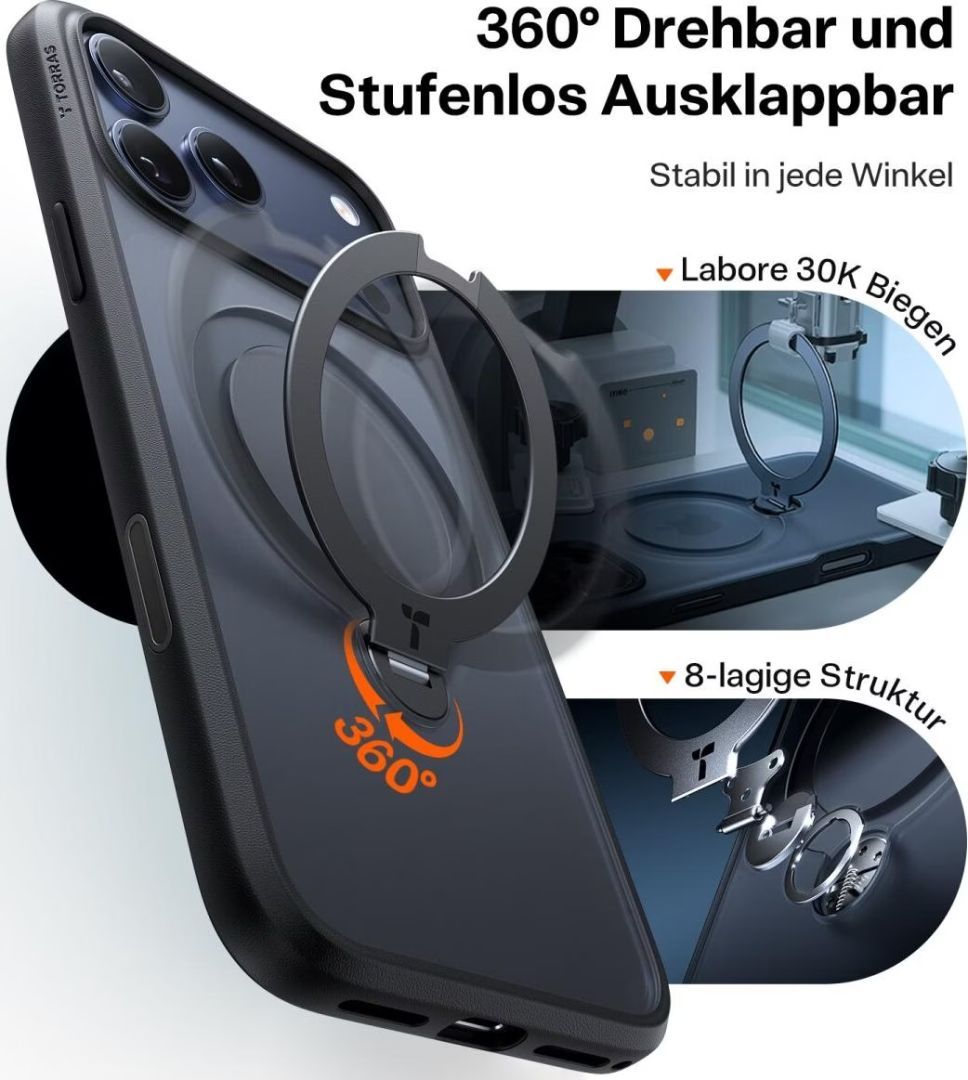 Torras Ostand Q3 Spin case for iPhone 17 Pro Black Torras Ostand Q3 Spin case for iPhone 17 Pro Black