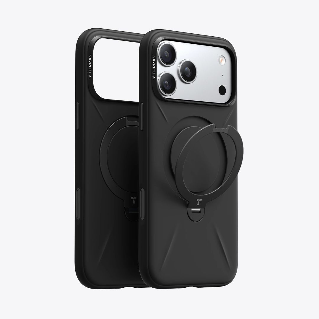 Torras Ostand Q3 Silicone case for iPhone 17 Pro Obsidian Black