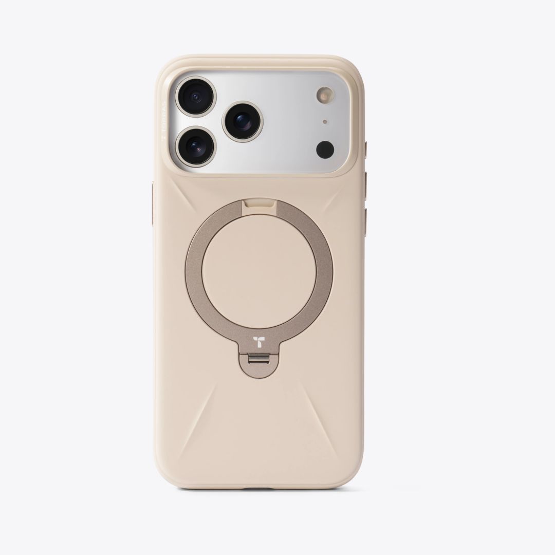 Torras Ostand Q3 Silicone case for iPhone 17 Pro Dessert Gold
