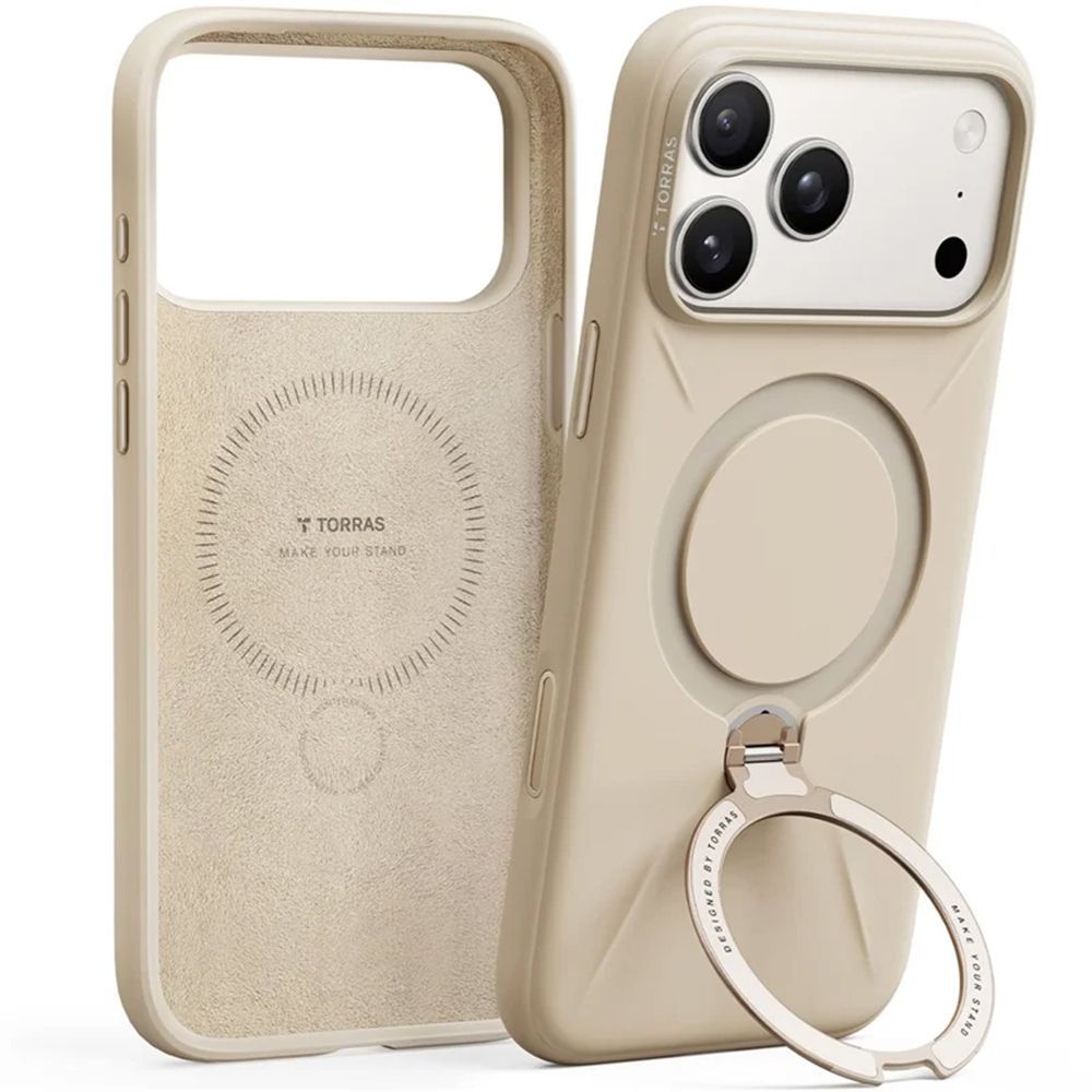 Torras Ostand Q3 Silicone case for iPhone 17 Pro Dessert Gold