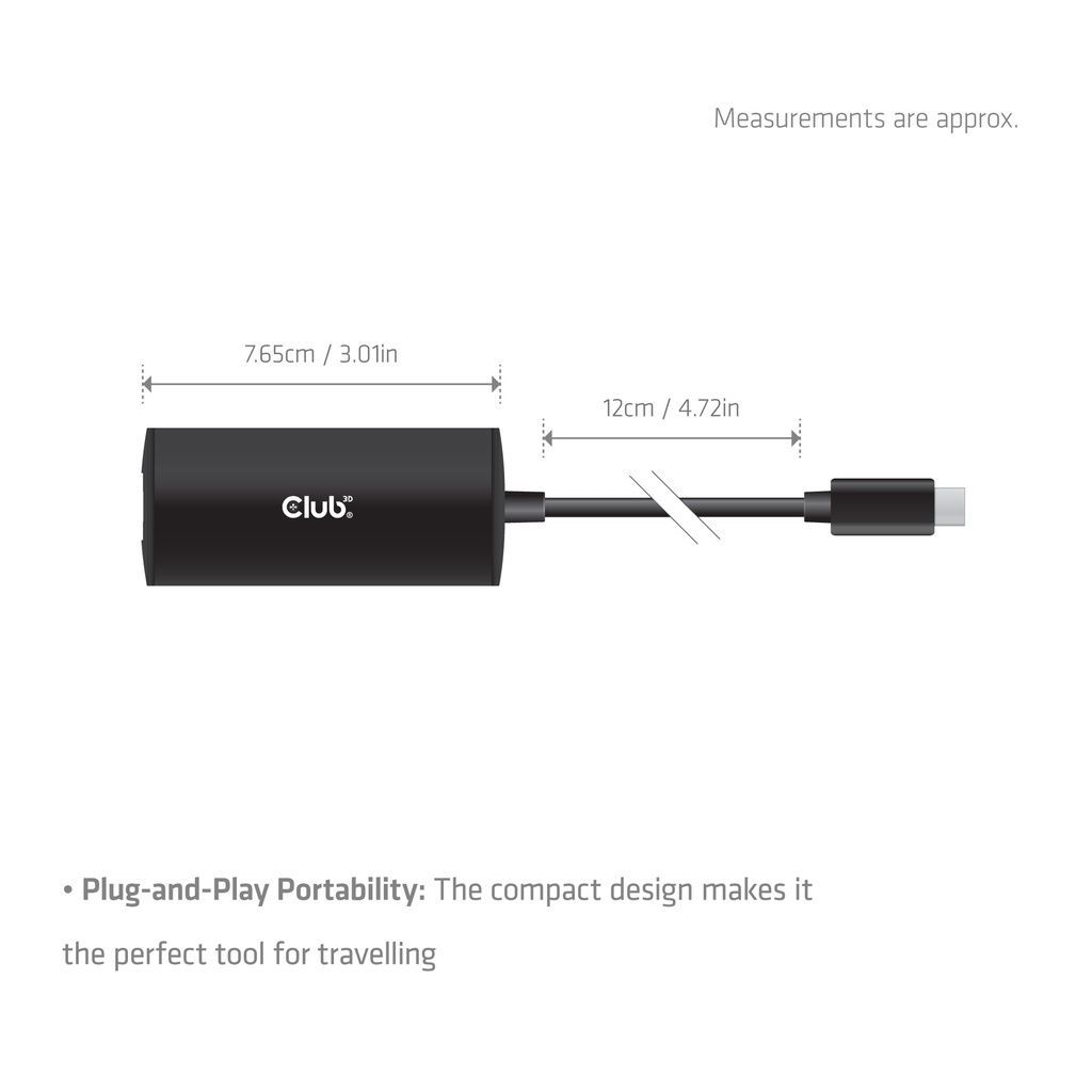Club3D USB‑C to RJ45 10G Ethernet Black