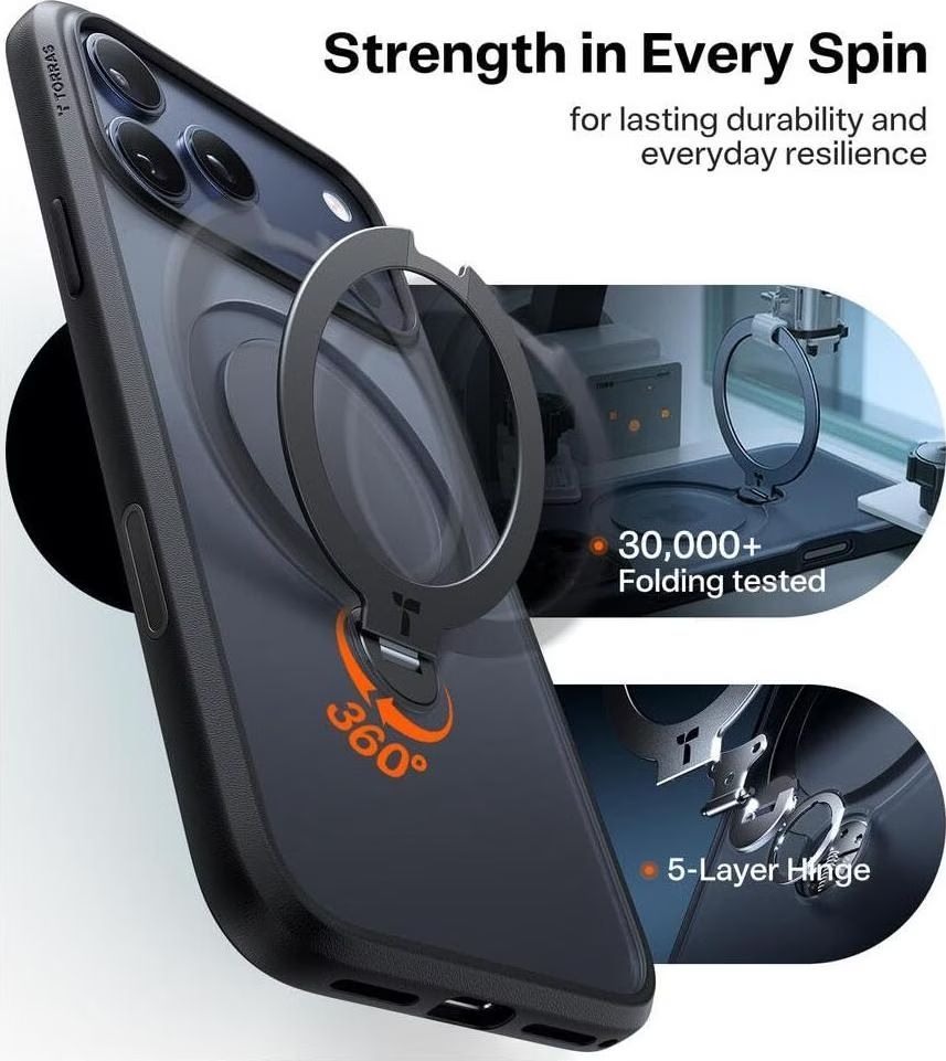 Torras Ostand Q3 Spin case for iPhone 17 Pro Max Black Torras Ostand Q3 Spin case for iPhone 17 Pro Max Black