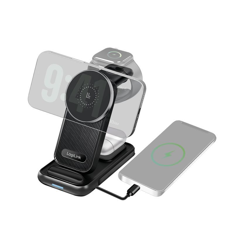 Logilink 4-in-1 charging station Apple MagSafe compatible 20,5W Black