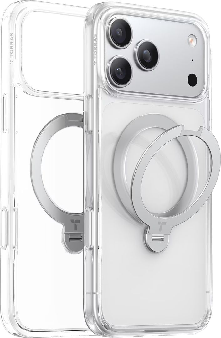 Torras Ostand Q3 Spin case for iPhone 17 Pro Clear