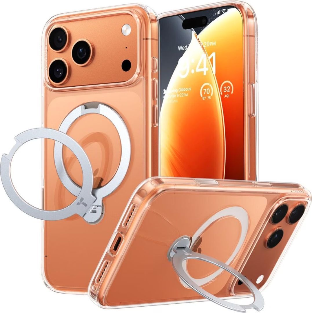 Torras Ostand Q3 Spin case for iPhone 17 Pro Max Clear