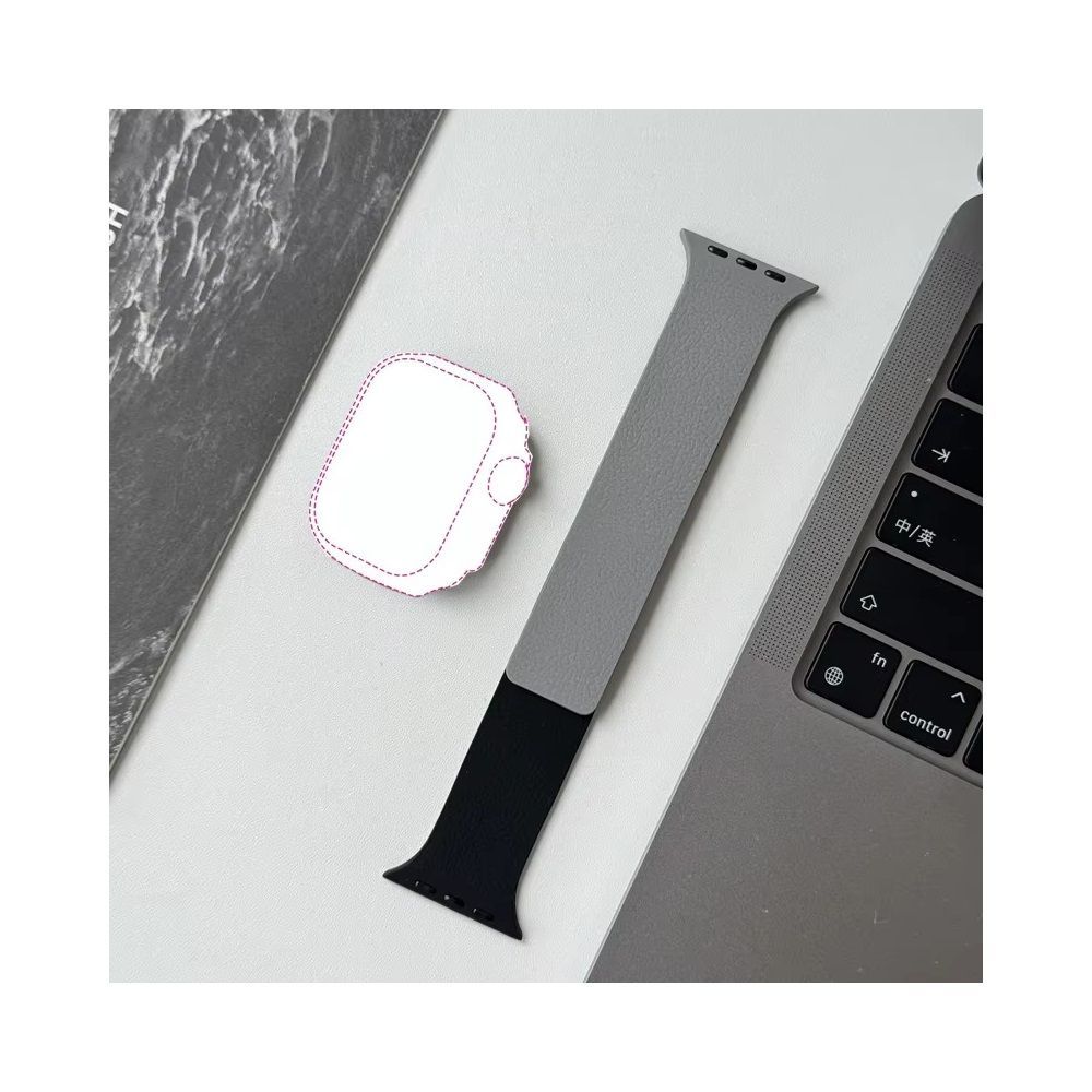 BlackBird BlackBird Litchi Watch Strap for Iwatch 42/44/45/46/49mm Black/Grey