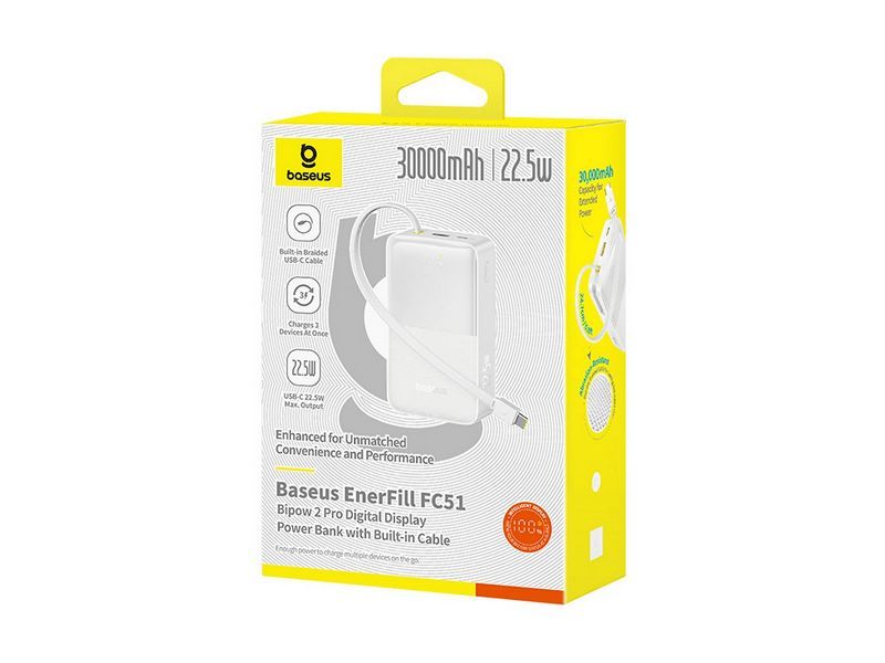 Baseus EnerFill FC51 Bipow2 Pro 30000mAh PowerBank White