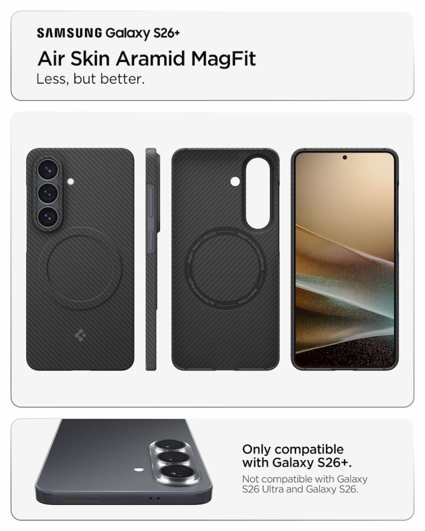 Spigen Air Skin Aramid MagSafe case for Samsung Galaxy S26+ Black